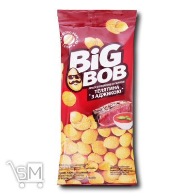 Сравнить цены на Арахис «Big Bob» жареный в хрустящей оболочке со вкусом «Телятина с аджикой» 55г