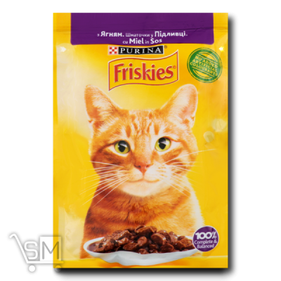 Сравнить цены на Корм для котів «Friskies» з ягням шматочки у соусі 85г
