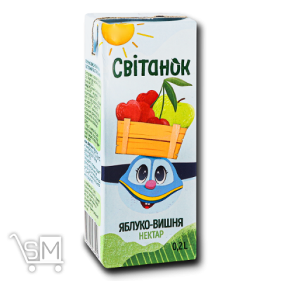 Сравнить цены на Нектар «Світанок» яблучно-вишневий 0,2л