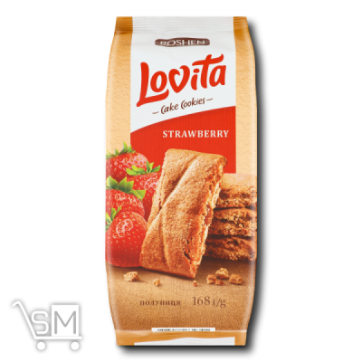 Сравнить цены на Печиво «Roshen» «Lovita» «Cake Cookies» «Полуниця» 168г