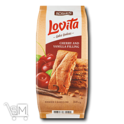 Сравнить цены на Печиво «Roshen» «Lovita» здобне з вишнево-ванільною начинкою 168г