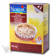 Хлопья «Nordic» «5 видов зерновых» из цельного зерна 600г