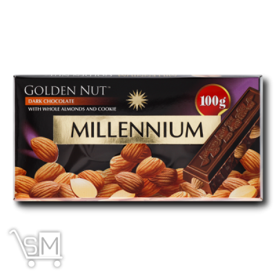 Сравнить цены на Шоколад чорний «Millennium» «Golden Nut» з цілим мигдалем 100г