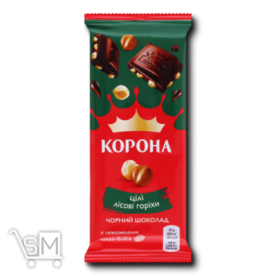 Сравнить цены на Шоколад чорний «Корона» з цілими лісовими горіхами 90г