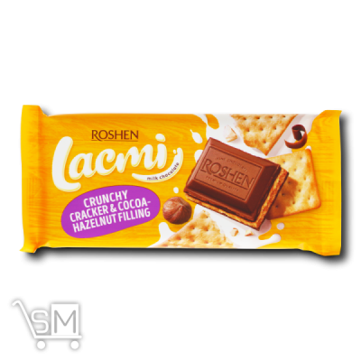 Сравнить цены на Шоколад молочний «Roshen» «Lacmi» з какао-горіховою начинкою та крекером 110г