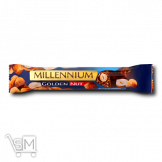 Шоколад молочний «Millennium» «Golden Nut» з начинкою і цілими лісовими горіхами 40г Шоколад молочний «Millennium» «Golden Nut» з начинкою і цілими лісовими горіхами 40г