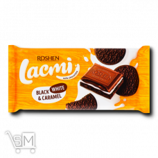 Шоколад молочный «Roshen» «Lacmi» с молочной начинкой, карамелью и печеньем с какао 120г