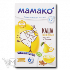 Каша на козячому молоці Мамако пшенична з грушею та бананом 200г Каша на козячому молоці Мамако пшенична з грушею та бананом 200г