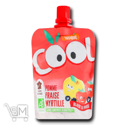 Сравнить цены на Напиток Vitabio Cool Fruits с яблоком клубникой и черникой 90г