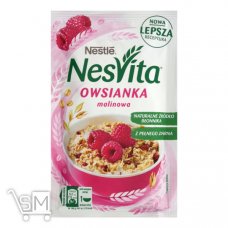 Каша вівсяна NESTLÉ® NESVITA® солодка з молоком і шматочками малини 45г