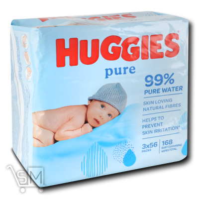 Сравнить цены на Вологі серветки «Huggies» «Pure» 2+1 168шт