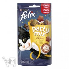 Лакомство для взрослых кошек Felix Party Mix Ориджинал Микс со вкусом курицы печени и индейки 60г