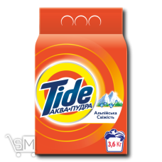 Пральний порошок Tide Аква-пудра Альпiйська свiжiсть автомат 3,6кг Пральний порошок Tide Аква-пудра Альпiйська свiжiсть автомат 3,6кг